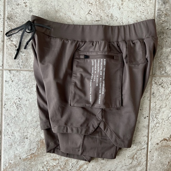 ASRV Technical Sportswear Tetra-Lite 5” Liner Cargo Gym Shorts, Taupe Brown, M - Picture 4 of 11
